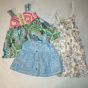 Lot of 3 Girls 2T Peaches n Cream, Cathrine Malandrino Dress Rabbit + Bear Top